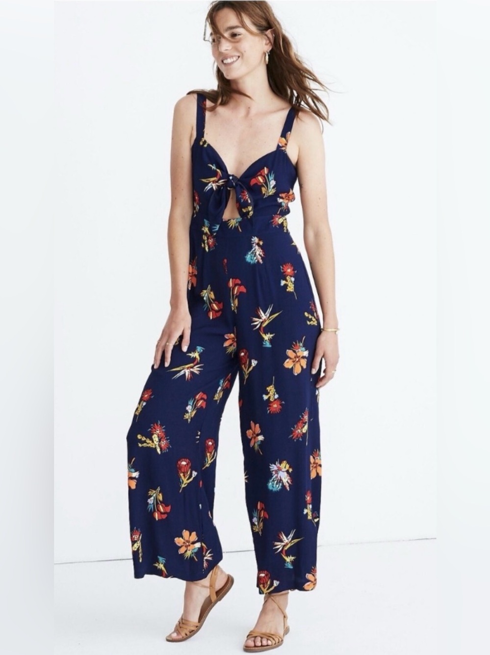 Madewell Plumeria  Floral Tie-Front Jumpsuit in Bird of Paradise
